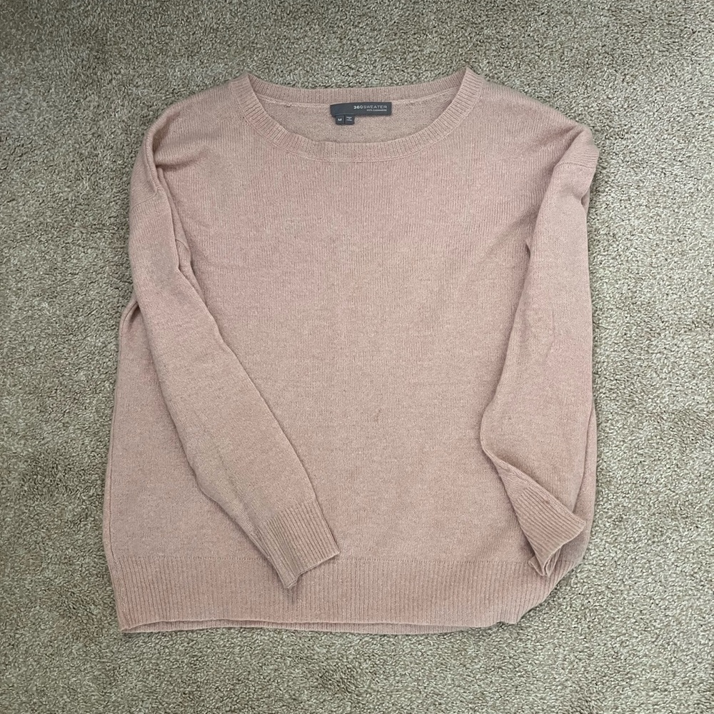 360 Sweater Dusty Pink Cashmere Crewneck Sweater